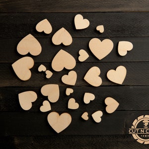 50 Pcs Unfinished Assorted Wooden Craft Hearts