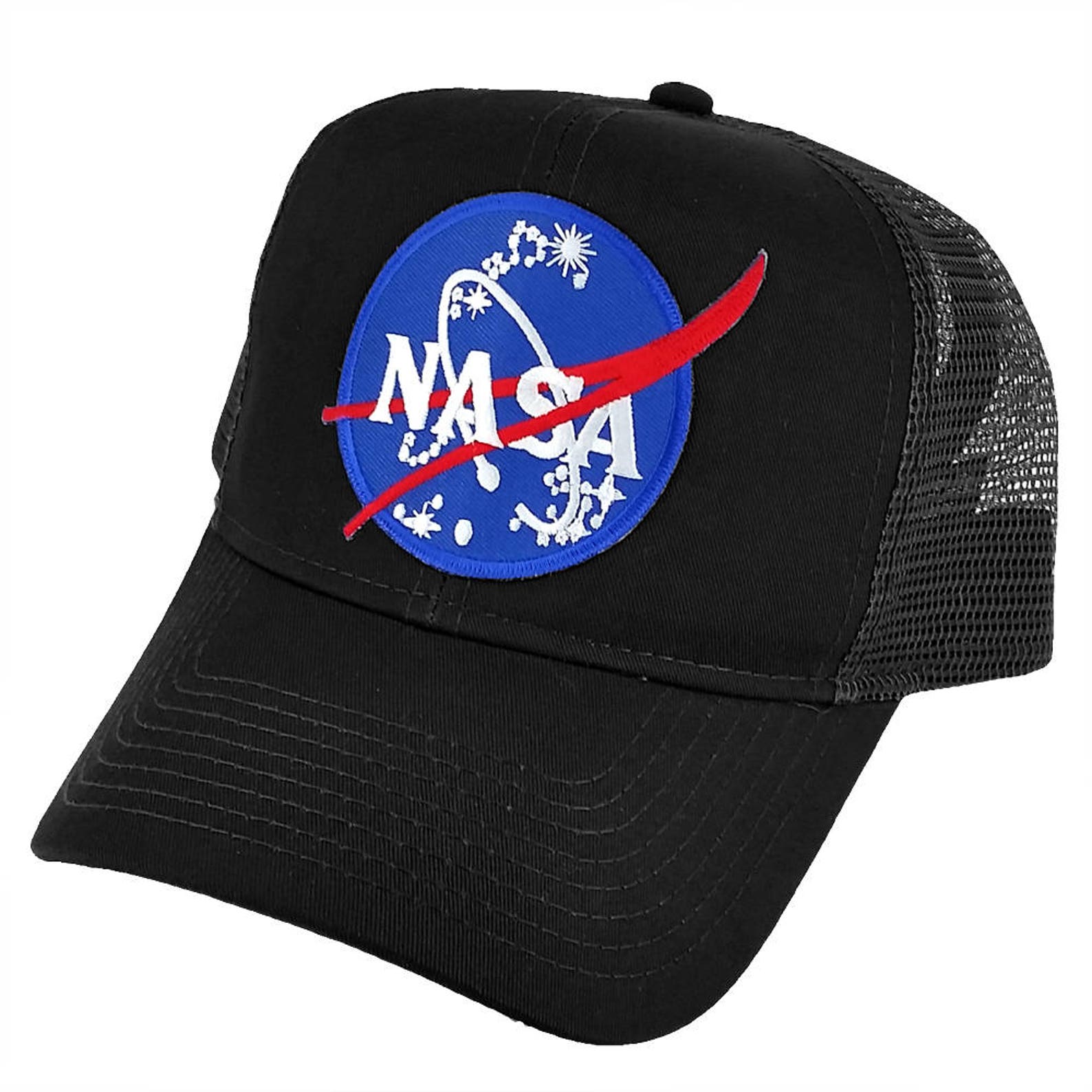 NASA OFFICIAL Emblem Insignia Logo Patch Black Mesh Snapback | Etsy