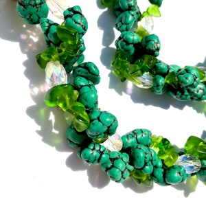 Collar de declaración verde, joyas de piedra con cuentas gruesas