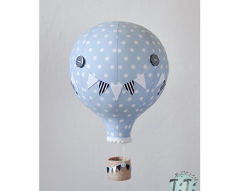 GROSSE montgolfière, décoration de chambre d'enfant sur le thème du voyage, chambre de bébé pour bébé, baby shower, bleu marine et blanc, décoration de fête