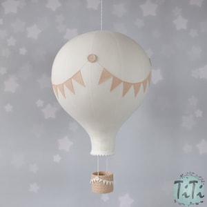 BIG hot air balloon, travel theme nursery decor, hot air balloon retro style, baby shower gift, off white, ecru and beige, gender  neutral