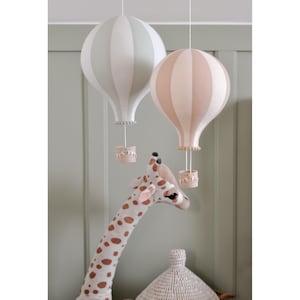 Set of 2 BIG hot air balloons, travel theme safari nursery decoration, gender neutral colors, baby shower decor, hot air balloons sage beige