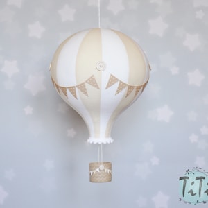 BIG hot air balloon, travel theme nursery decor, hot air balloon retro style, baby shower gift, white natural, cream beige, gender  neutral