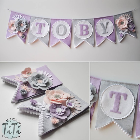 Personalized Felt Baby Pennant Banner Name Custom Boho Decor Etsy