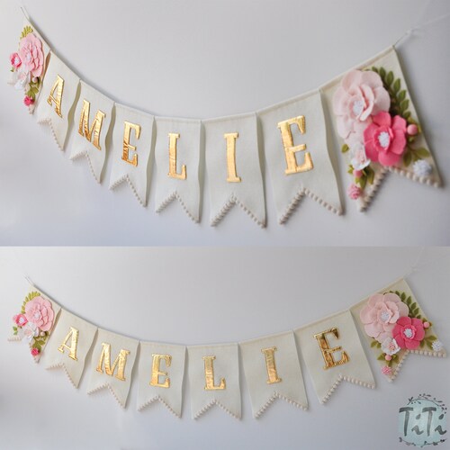 Personalized Felt Baby Pennant Banner Name Custom Boho Decor Etsy