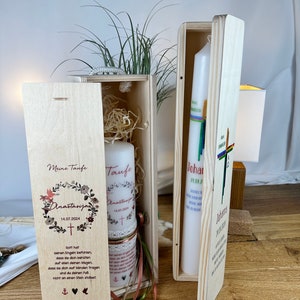 Kerzenbox Aufbewahrungsbox Holz mit Design für Deine Taufkerze