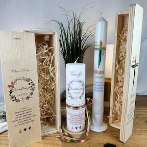 Kerzenbox Aufbewahrungsbox Holz mit Design für Deine Taufkerze