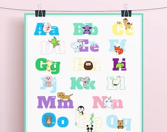 Animal Alphabet Poster or Decals // Download + Print