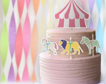 Pastel Circus Party Theme // Centerpiece + Topper // Downloadable + Printable