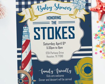 Nautical Invitation Party Theme// Customizable // Downloadable + Printable