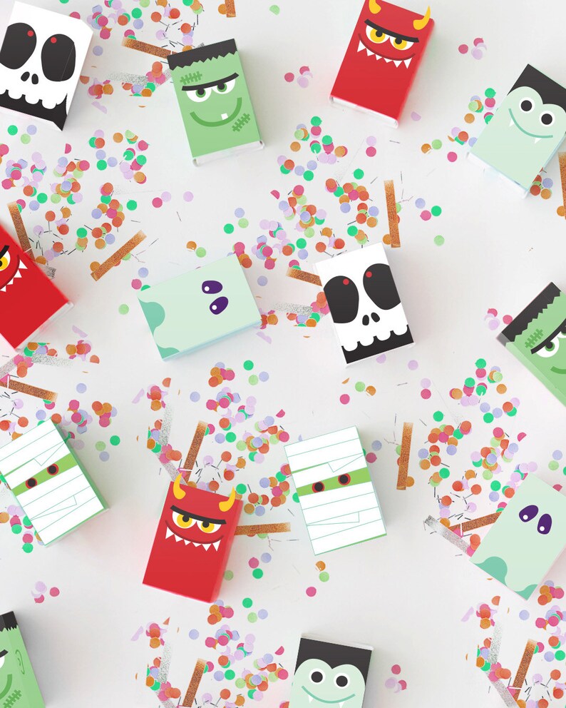 Favor Box Covers // Halloween Monster Bash // Customizable Downloadable Printable image 2