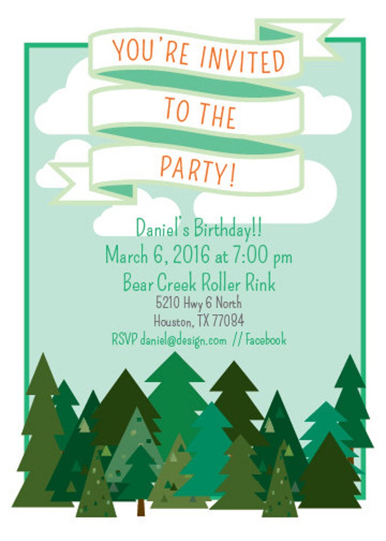 Woodland Party Theme // Customizable Invitation // Downloadable Printable image 2