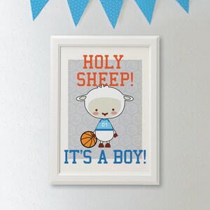 Holy Sheep! It's a Boy! // 8.5"x11" Print // Basketball + Lamb Baby Shower // Downloadable + Printable