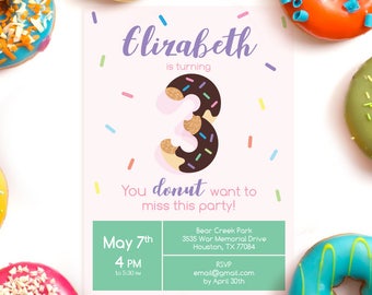 Donut Party Customizable Invitation // Download + Print