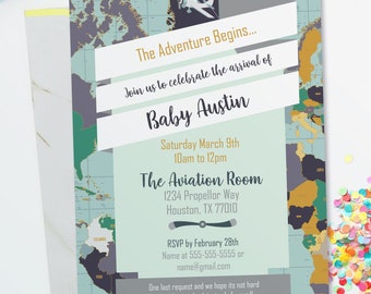 Cusomizable Invitation // Airplane Pilot Party Theme // Downloadable + Printable