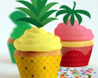 Cupcake Wrappers + Toppers // Tutti Frutti Party Theme // Downloadable + Printable