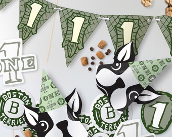 Boston Terrier Dollar Bill Money Theme // First Birthday // Customizable Downloadable + Printable