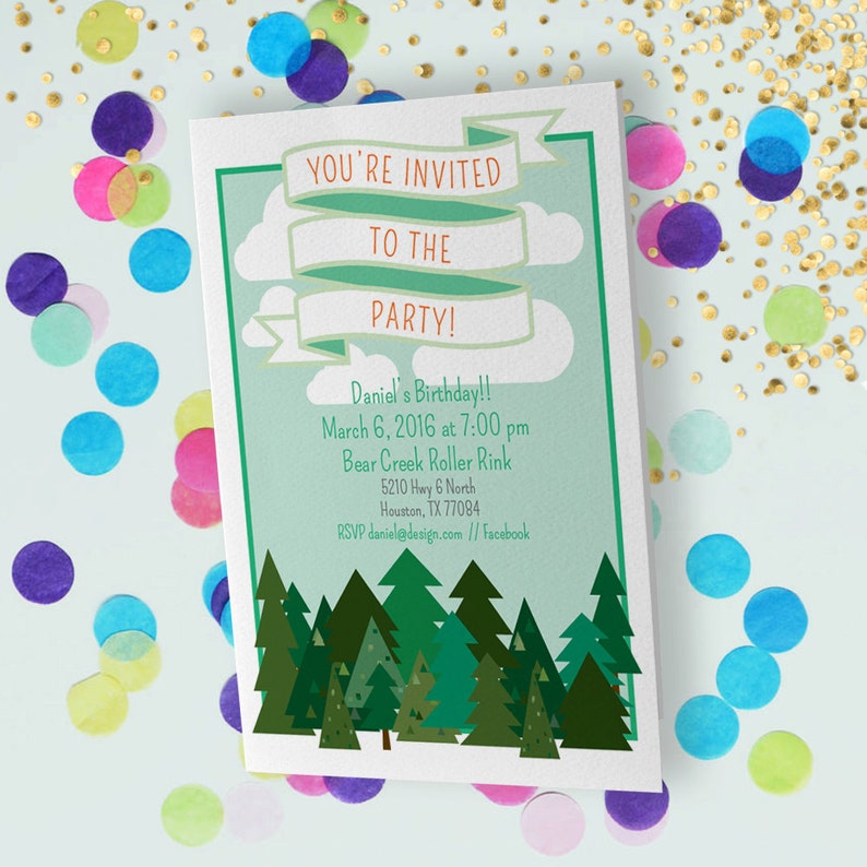 Woodland Party Theme // Customizable Invitation // Downloadable Printable image 1