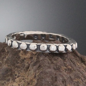 Sterling Silver Nordic Stacking Ring - Stacking Silver Ring - Thin Silver Ring - Dotted Ring - Dainty Silver Ring - Textured Thin Ring Band