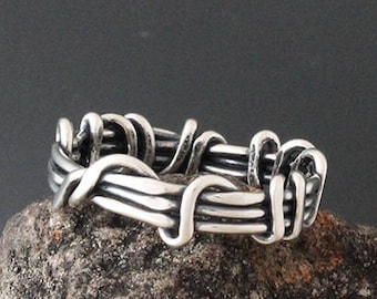 Anillo de vid de plata esterlina - Anillo envuelto - Anillo de rama - Anillo de plata - Plata envuelta - Joyería orgánica - Anillo para hombre - Anillo para mujer - Natural