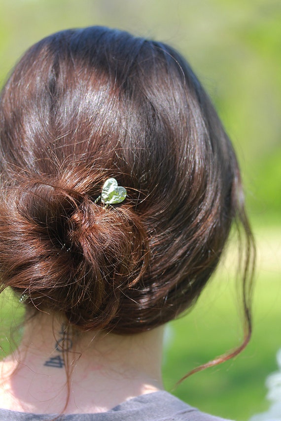 Sterling Silver Heart Hair Stick With Brass Or Silver Heart Etsy