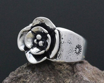 Dubbel Dogwood Blomring i sterlingsilver - Dogwood Smycken - Blomring - Blomring Botaniska Smycken - Silverring - Naturliga Smycken
