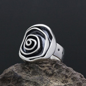 Sterling Zilveren Rose Ring - Boho Ring - Grote Rose Ring - Zilveren Ring met Roos - Botanische Ring - Floral Ring