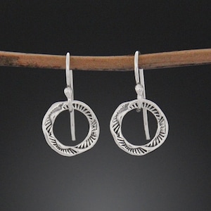 Small Sterling Silver Stamped Hoop Earrings - Stamped Earrings - Tiny Earrings - Sterling Silver Hoop Earrings - Small Earrings