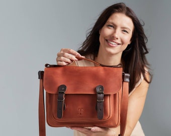 brown leather satchel, leather satchel women, handmade leather satchel, soft leather satchel, leather messenger bag women, mini leather satchel