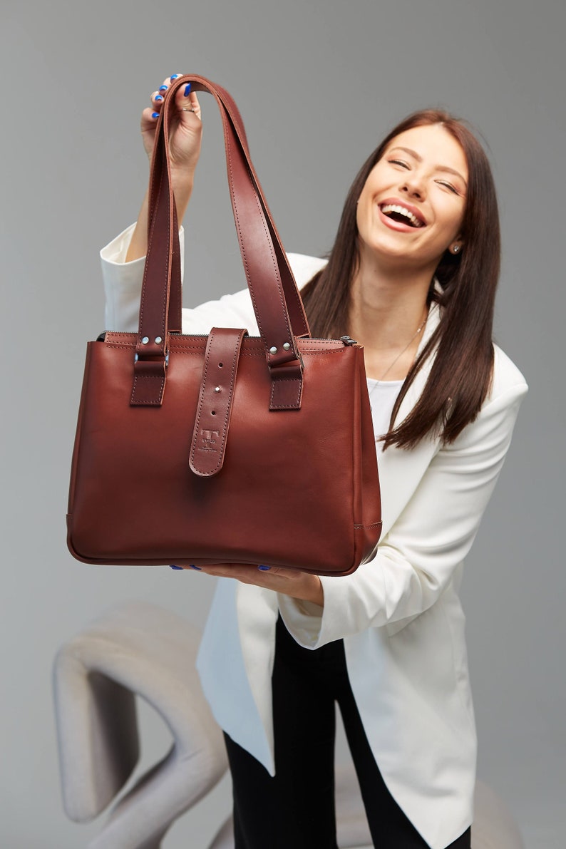 brown leather tote bags for women