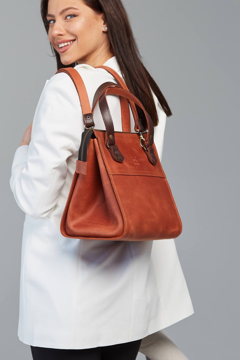 brown leather bag