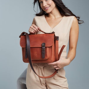 handmade leather satchel, leather satchel women, brown leather satchel, soft leather satchel, mini leather satchel, large leather satchel image 4