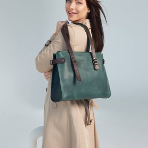 tote bag, tote bag with zipper, bridesmaid tote bag, personalized tote bag, leather tote bag, leather laptop bag, custom tote bag image 4