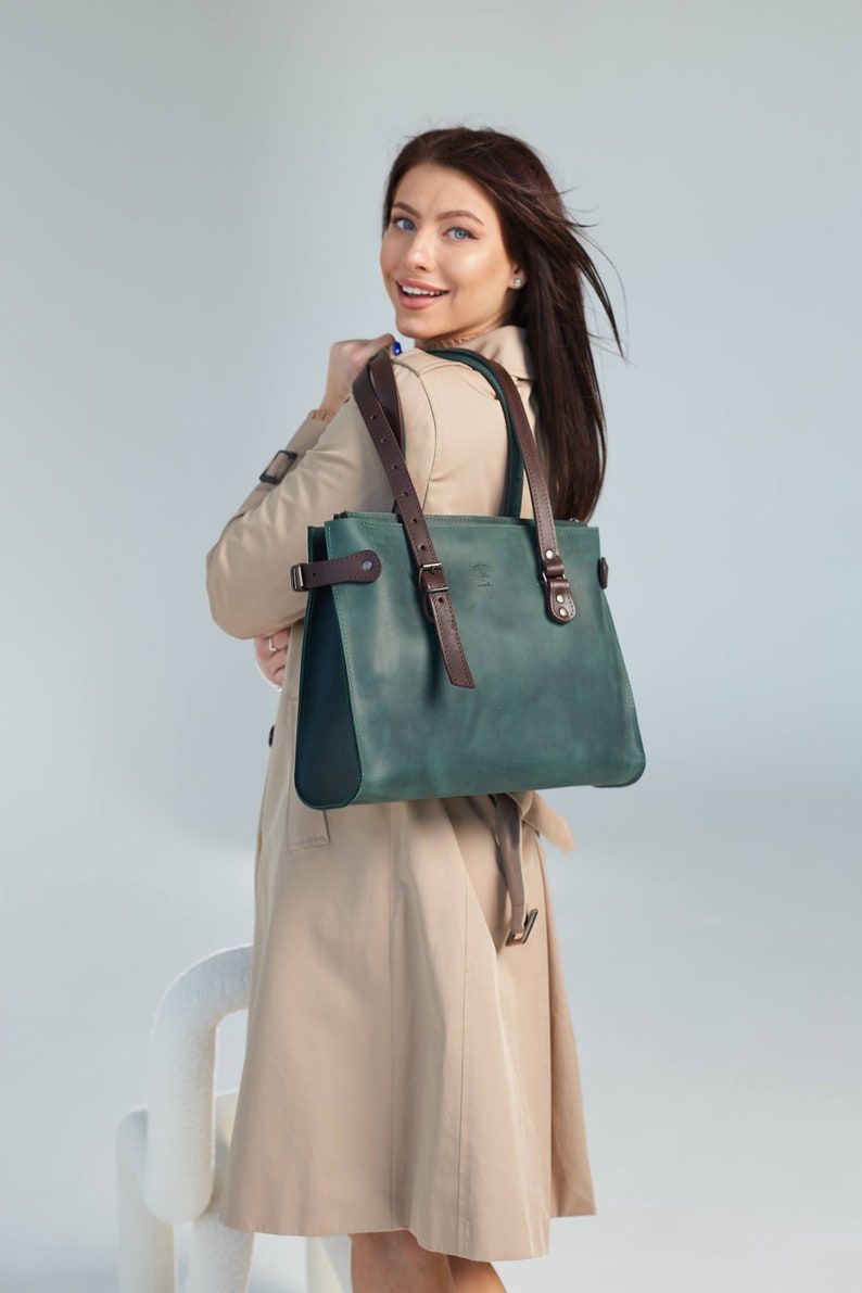 tote bag, tote bag with zipper, bridesmaid tote bag, personalized tote bag, leather tote bag, leather laptop bag, custom tote bag image 4