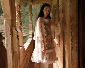 Bohemian unique dress, boho style, ukraine vyshyvanka, ethnic embroidery tunic, mexican dress, ethno tunic, ethno dress, hand embroidery.