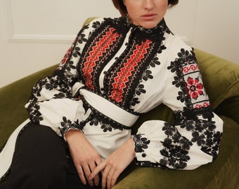 Hand embroidery, vyshyvanka style, Ukrainian ethno style, ethno blouse