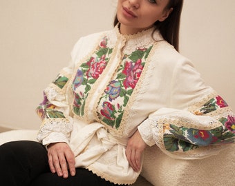 Linen blouse, hand embroidery, vyshyvanka, vyshyvanka, vyshyvanka style, Ukrainian ethno style, blouse with embroidery/ size XL