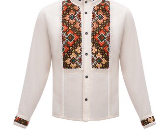Linen Ukrainian Vyshyvanka Embroidered Men's embroidered shirt. Ukrainian shirt Traditional Ukrainian shirts Gift for Him Gift for Easter