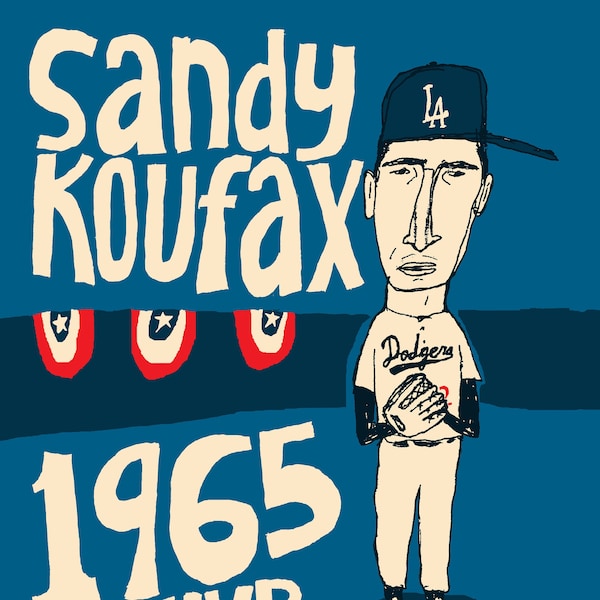 Sandy Koufax 1965 World Series MVP Art Print: LA Dodgers Baseball Poster