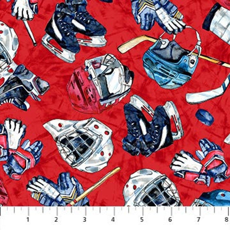 Hockey Cotton Fabric by the half yard Etsy