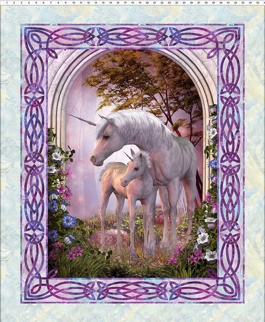Unicorn Series Cotton Fabric sold by half yard or panel