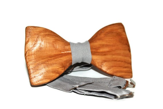 Mens wooden bow tie with pocket square Il_570xn