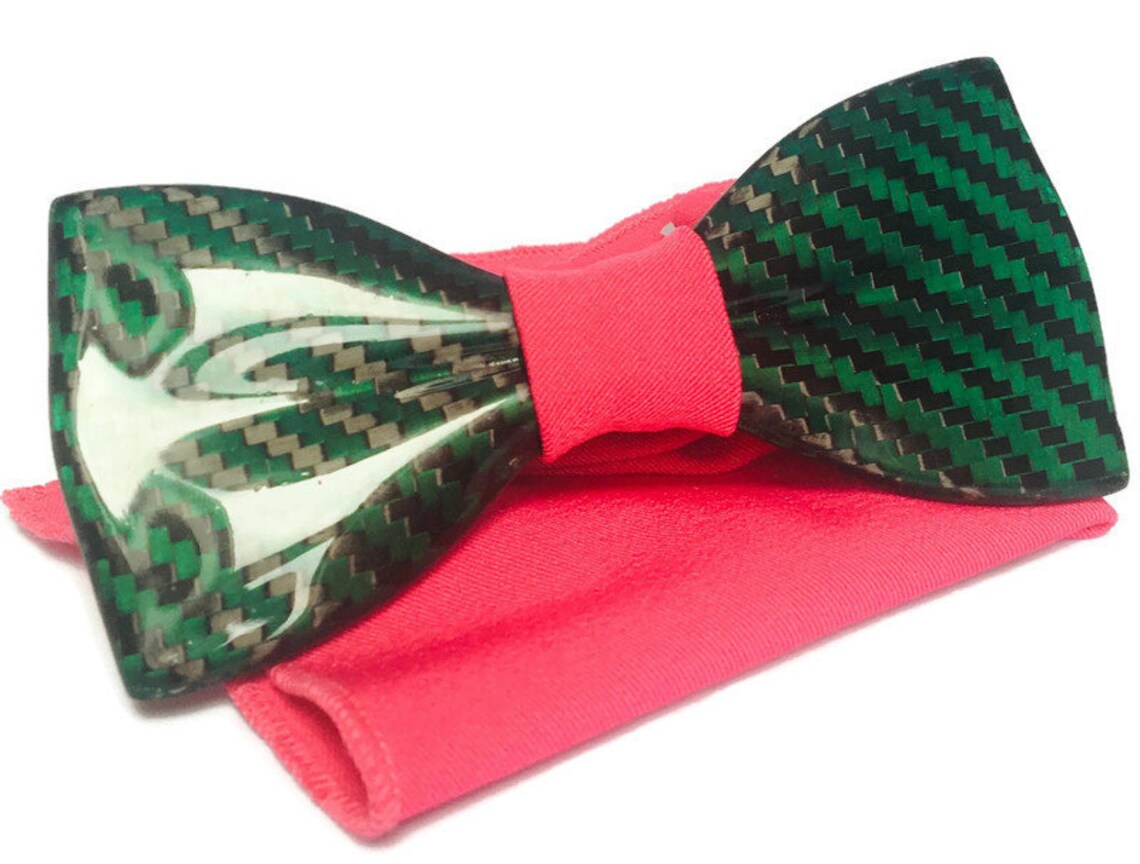 Wedding bow tie carbon fiber. Green wedding bow tie. Premium Etsy