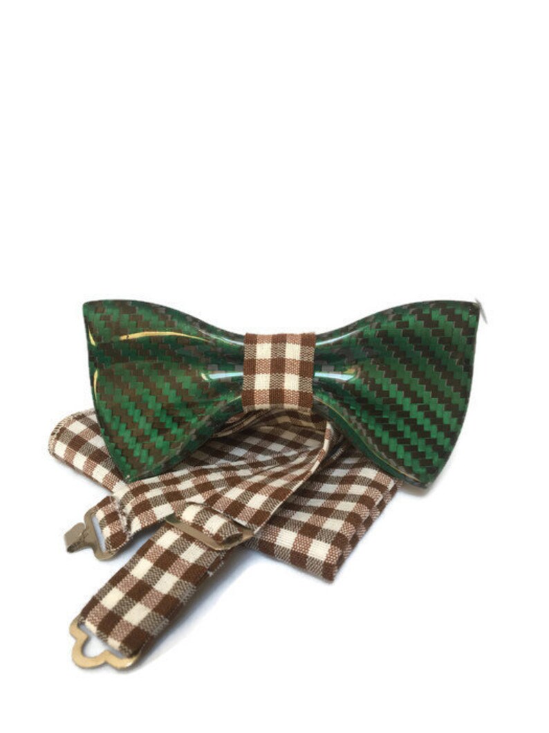 Bow tie made from carbon fiber. Green wedding bow tie. Premium Etsy