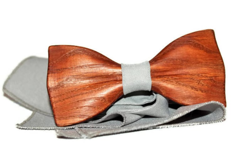 Mens Wooden Bow Tie Dark Grey Bow Tie Wedding Bow Tie