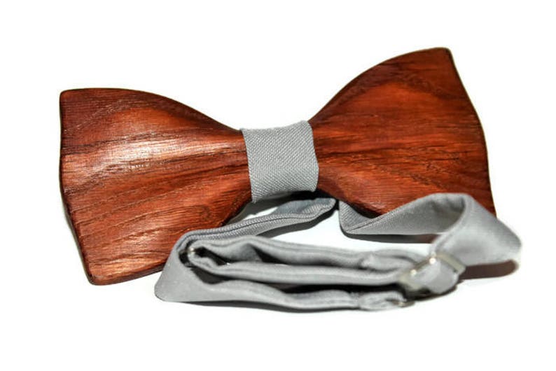 Mens Wooden Bow Tie Dark Grey Bow Tie Wedding Bow Tie