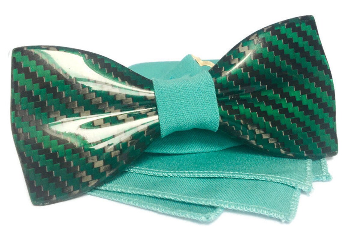 Wedding bow tie carbon fiber. Green wedding bow tie. Premium Etsy