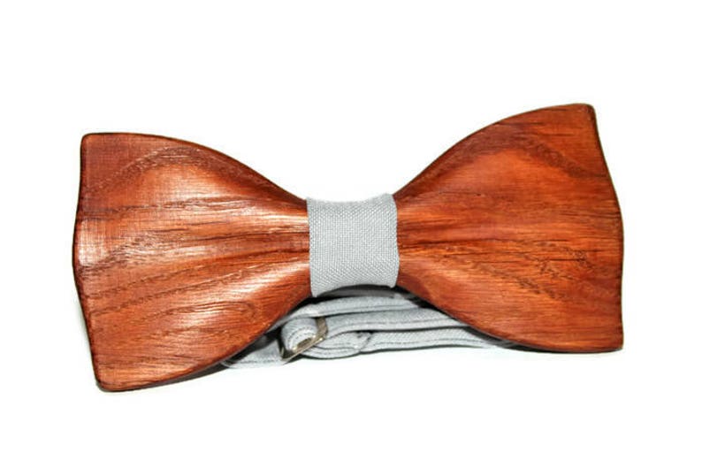 Mens Wooden Bow Tie Dark Grey Bow Tie Wedding Bow Tie