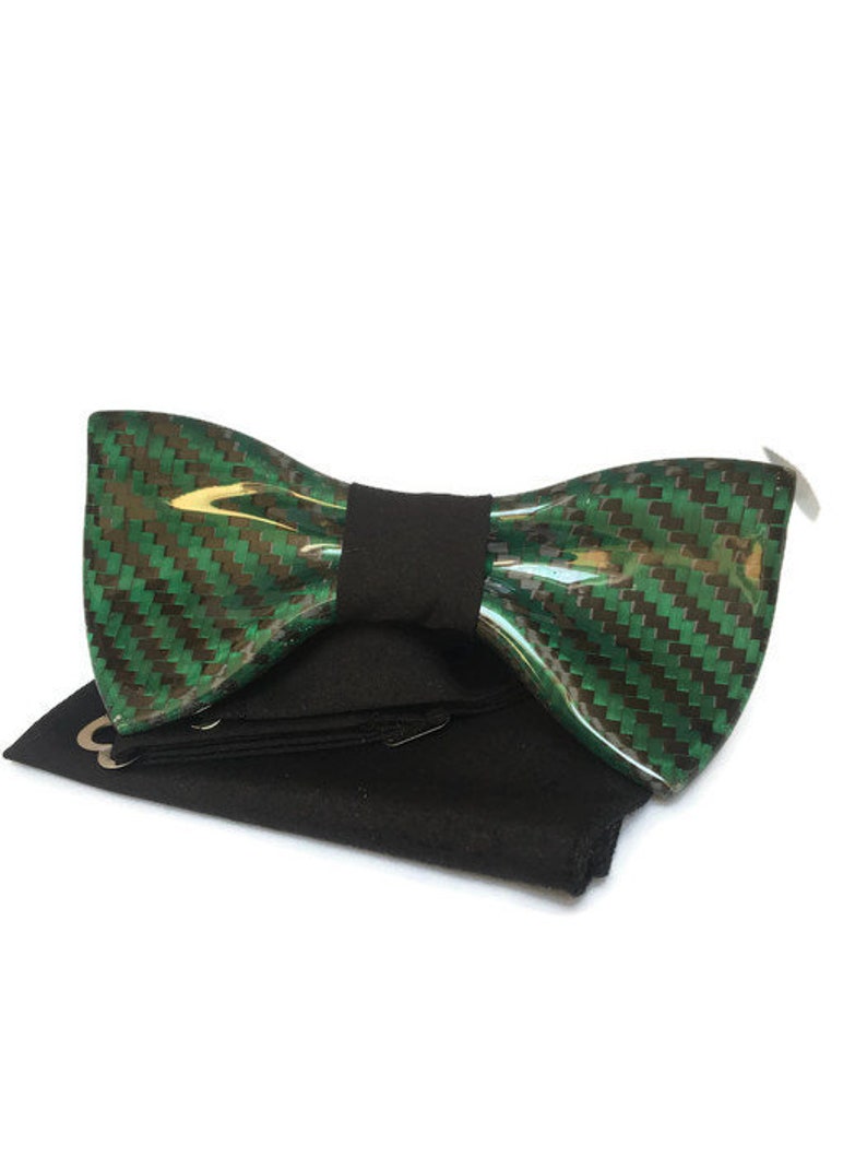 Bow tie made from carbon fiber. Green wedding bow tie. Premium Etsy