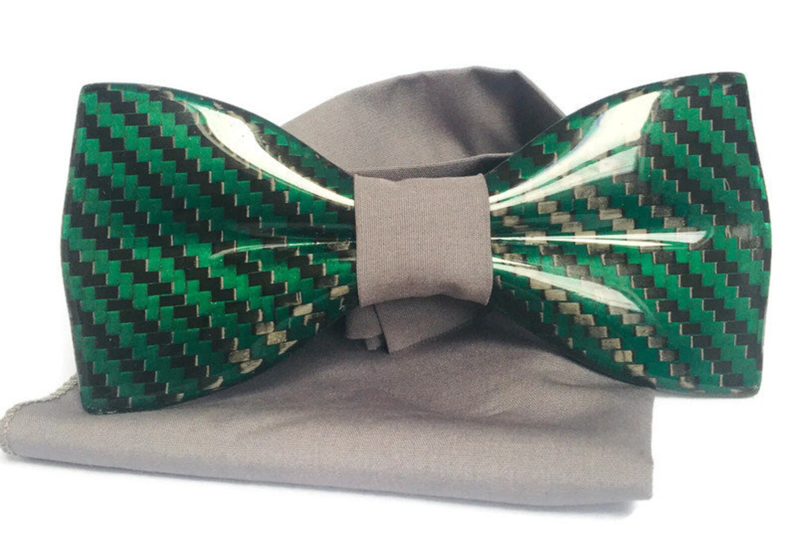 Wedding bow tie carbon fiber. Green wedding bow tie. Premium Etsy